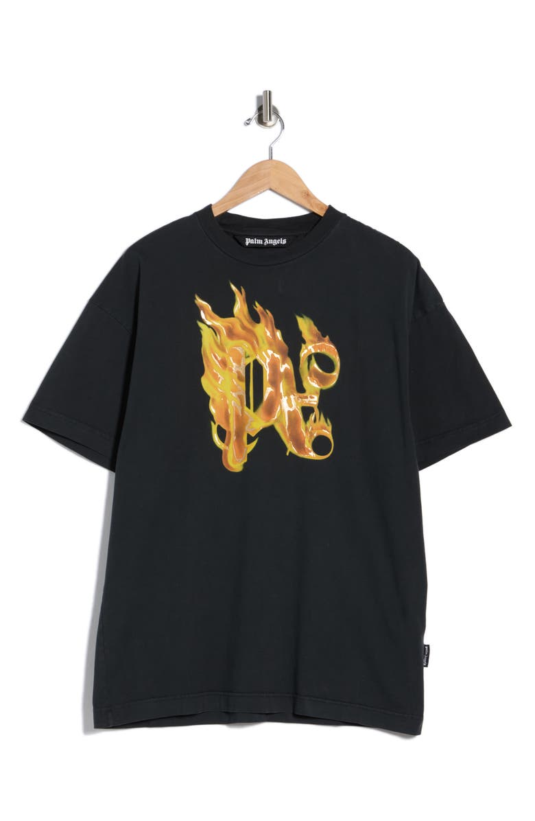 Palm Angels Blaze Logo Graphic T-Shirt, Main, color, Black Gold