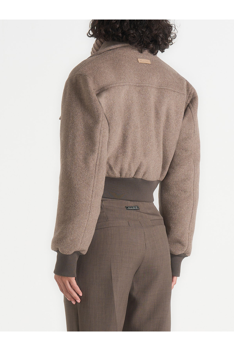 Cosette Wool Lapel Bomber Jacket, Alternate, color, Taupe