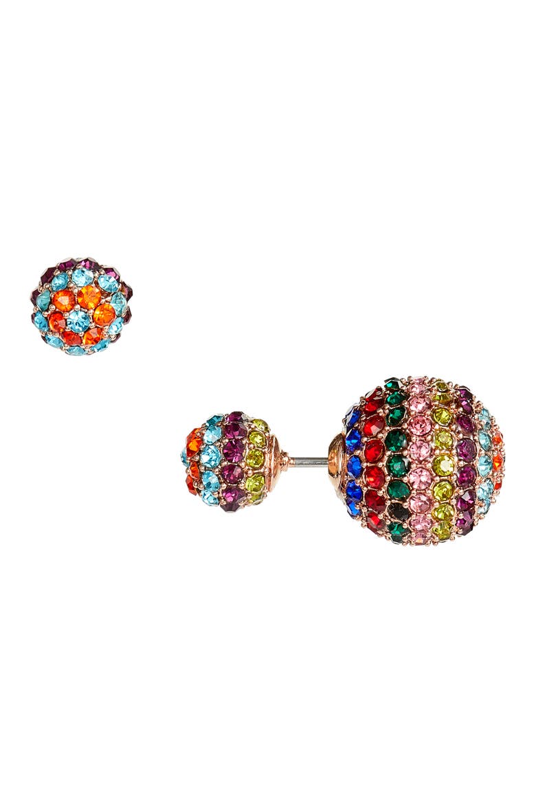 Crystal Embellished Front/Back Studs, Main, color, RAINBOW