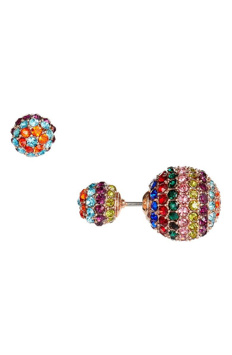 Sterling Forever Crystal Embellished Front/Back Studs, Main, color,