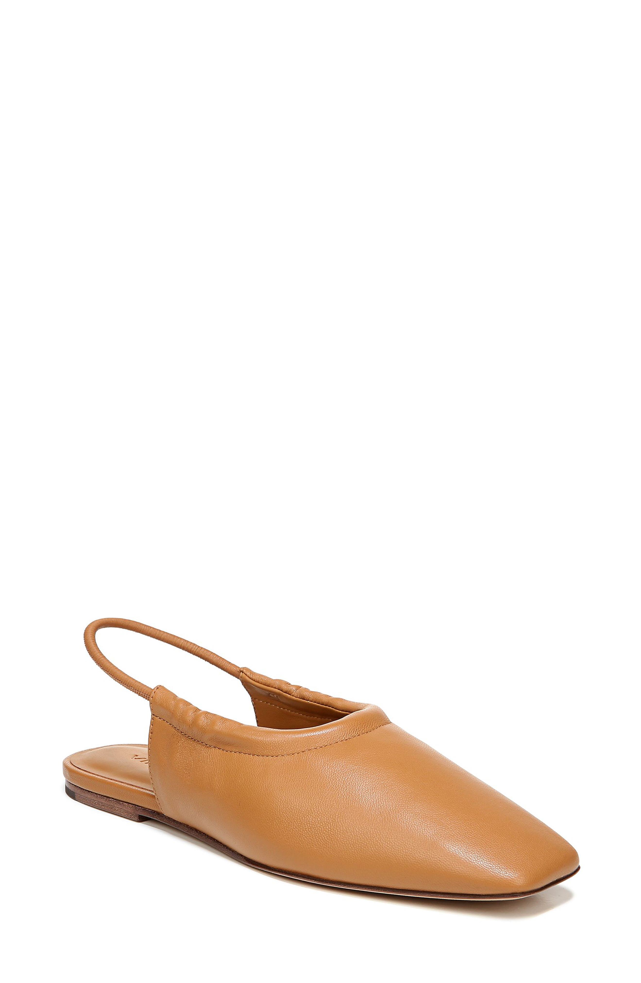 Cadya Square Toe Slingback Flat, Main, color, TAN