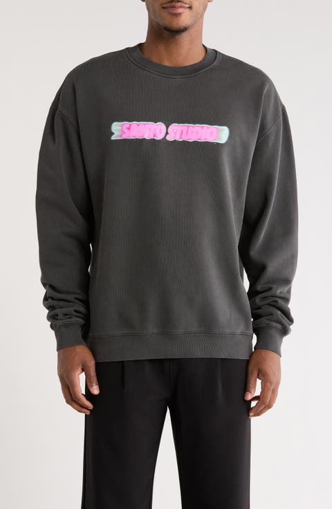 Santo Blur Oversize Stretch Fleece Crewneck Sweatshirt