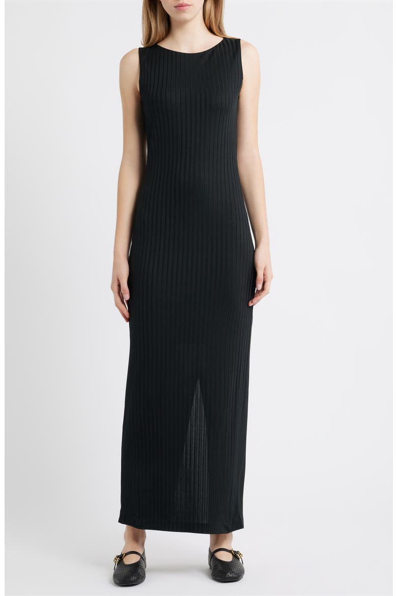Natalia Boat Neck Sleeveless Maxi Dress, Main, color, BLACK