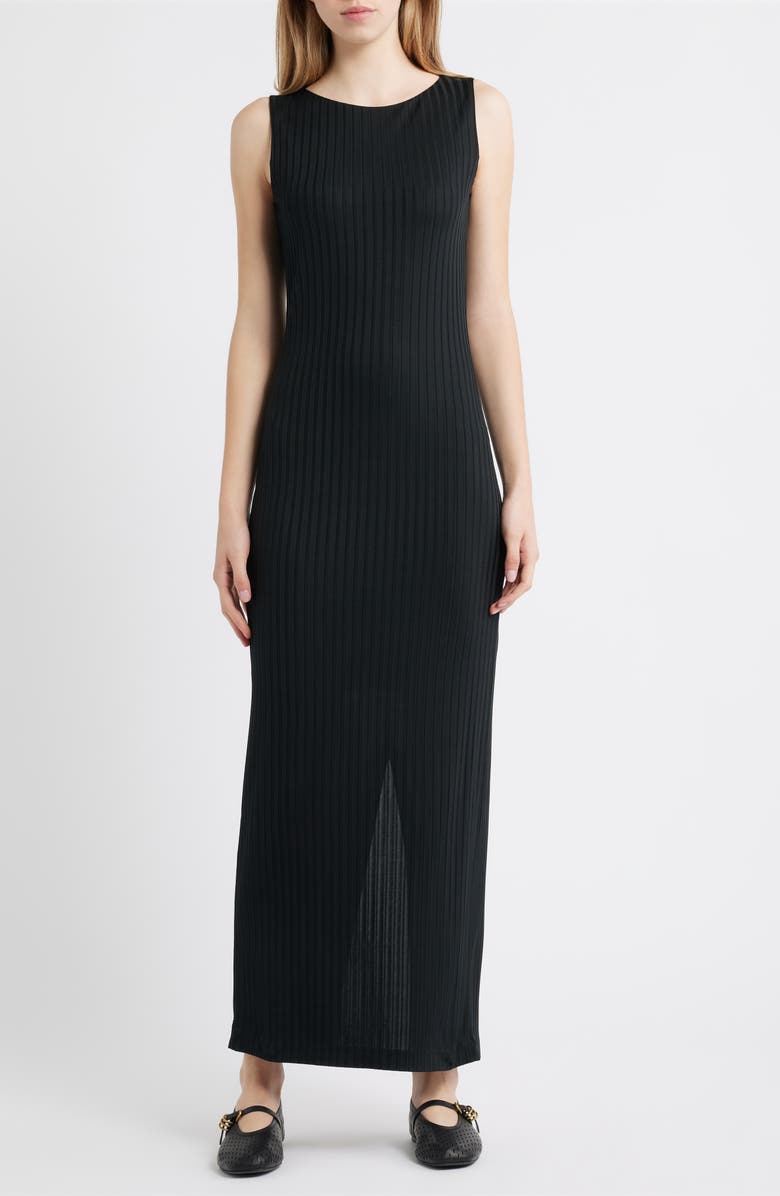 rag & bone Natalia Boat Neck Sleeveless Maxi Dress, Main, color, Black