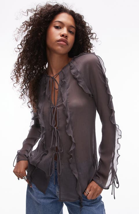Ruffle Tie Front Top