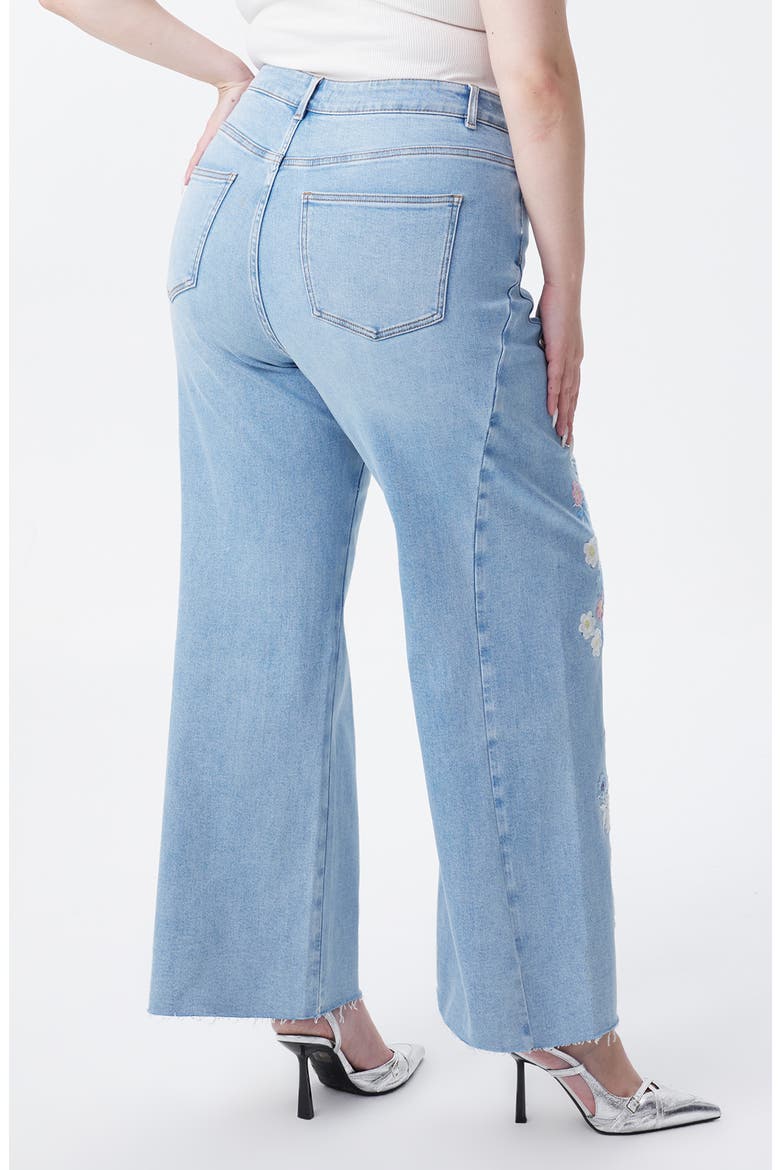 Embroidered High Waist Wide Leg Jeans, Alternate, color, BLUEWISP