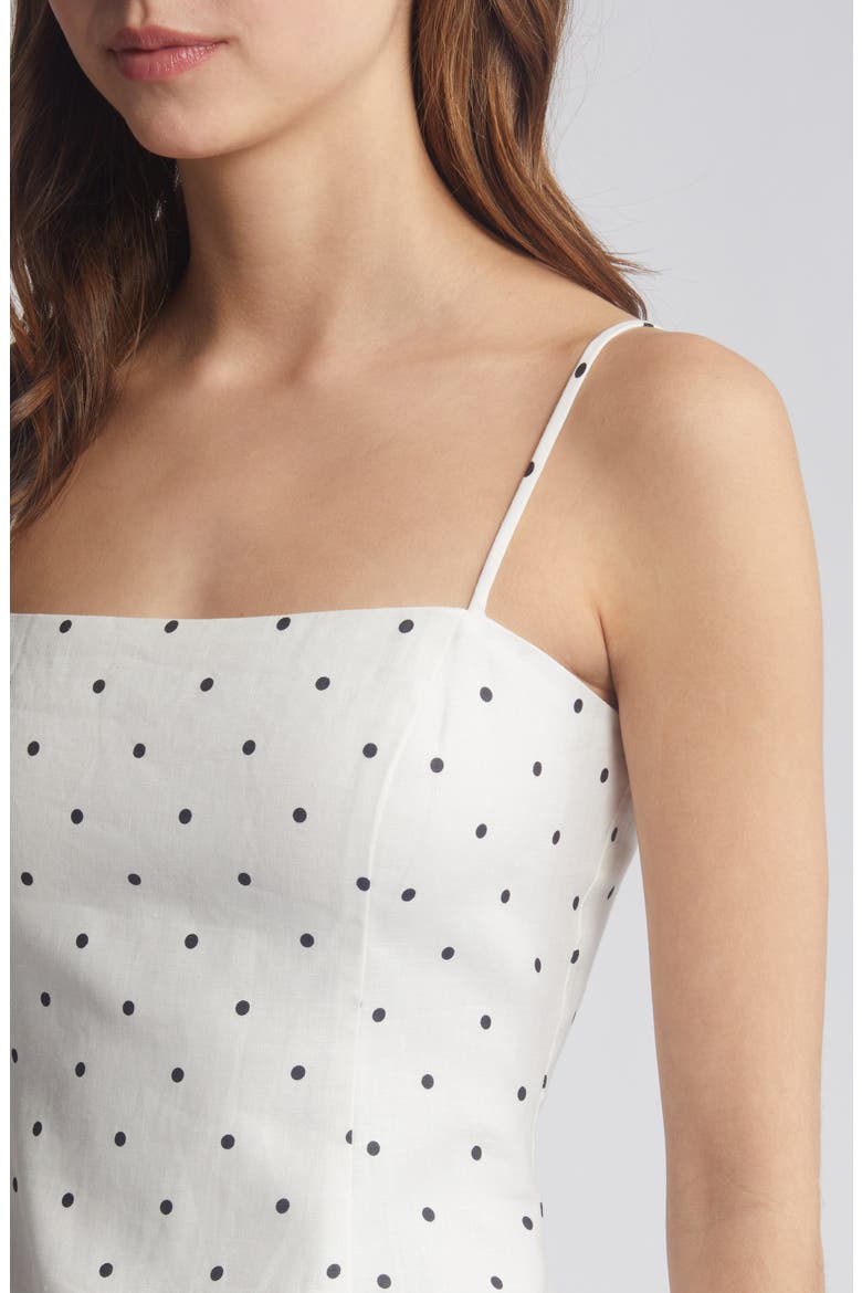 Joie Polka Dot Linen Mnidress, Alternate, color, BLACK/WHITE DOT