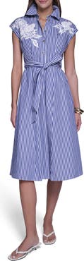 HALSTON Striped Shirt Dress