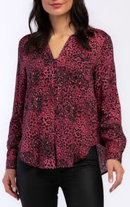 VELVET HEART Eleni Leopard Print Button-Up Shirt
