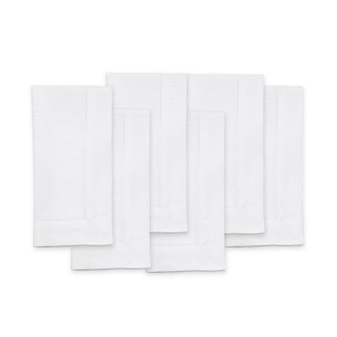 Linen Dinner Napkins - Classic Hemstitch - Set of 6, 20" x 20"