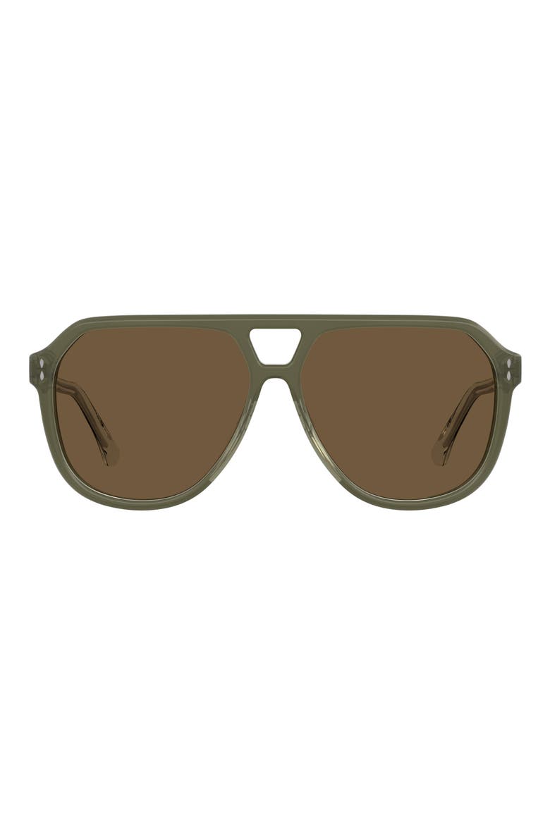 60mm Pilot Sunglasses, Main, color, KHAKI/ D2
