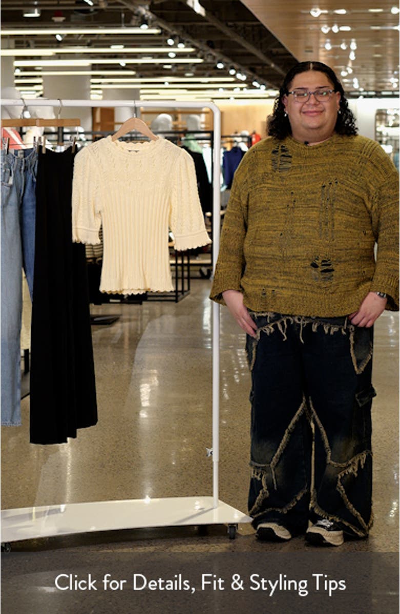 Mixed Stitch Elbow Sleeve Sweater, sales video thumbnail