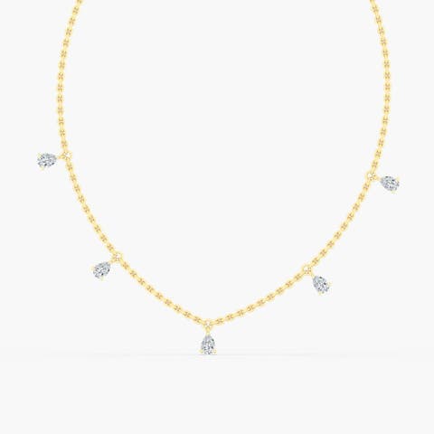 Pear Droplet Lab Diamond Necklace in 14K