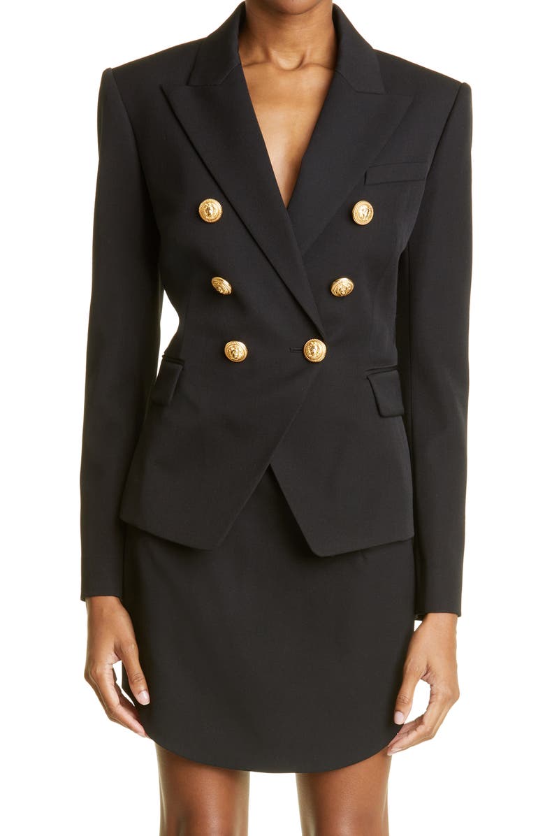 Balmain Wool Double Breasted Blazer, Main, color,