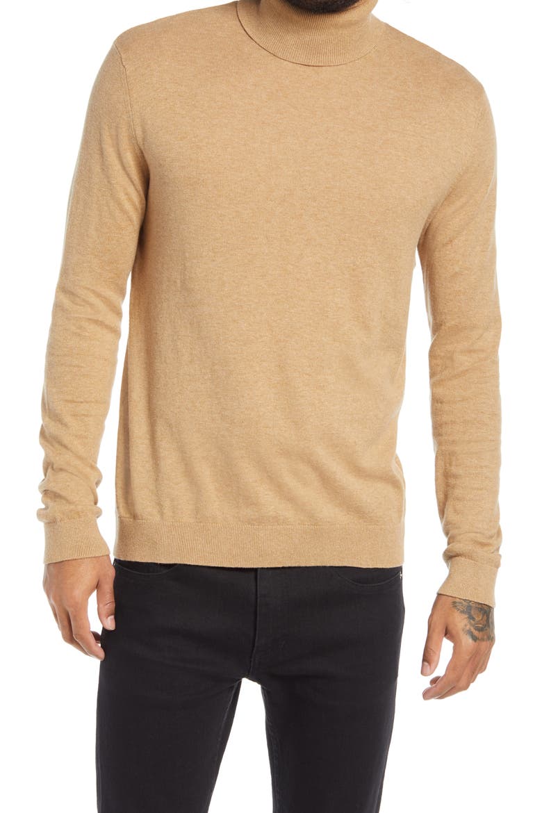 Solid Cotton Turtleneck Sweater, Main, color, TAUPE/BEIGE