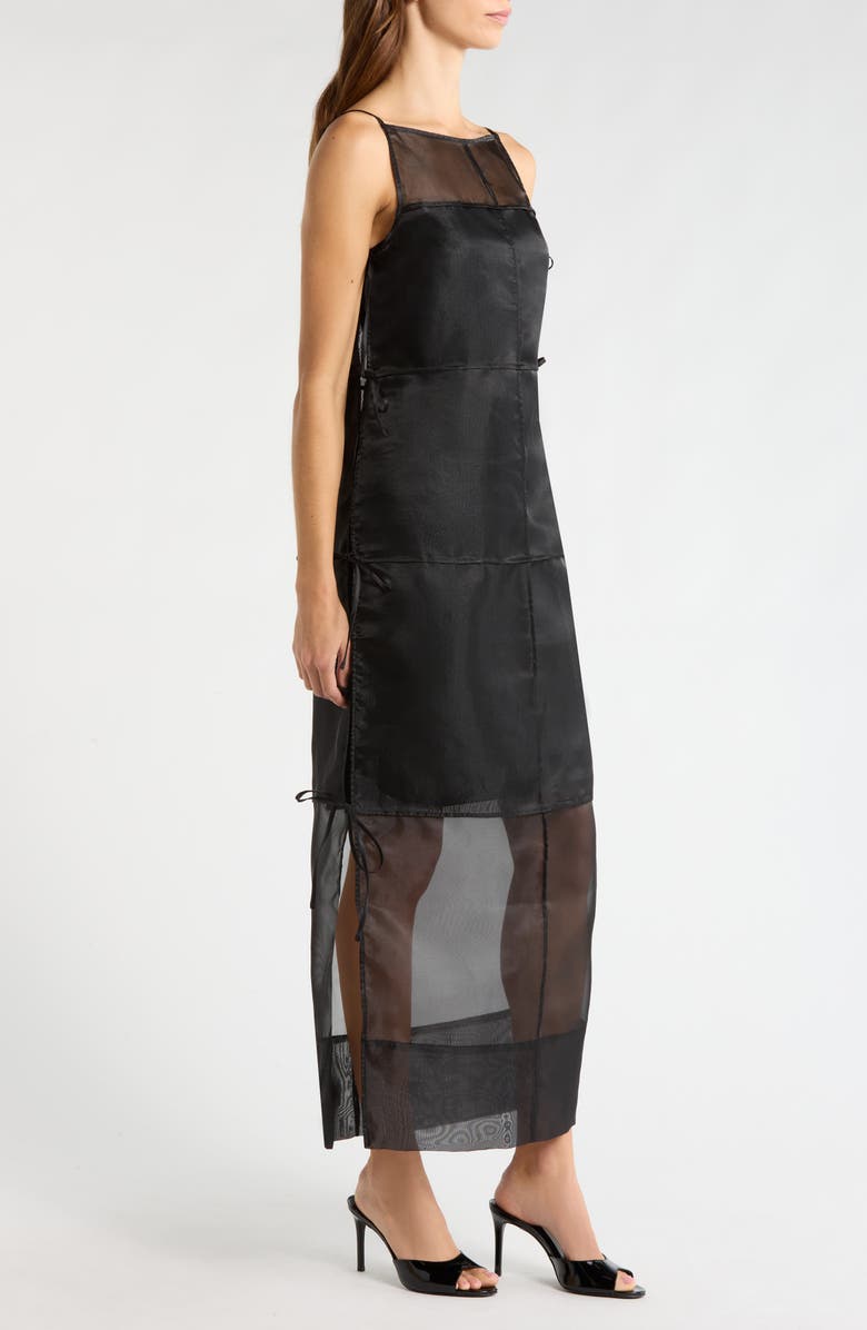 STAUD Chandler Organza Cocktail Dress, Alternate, color, Black