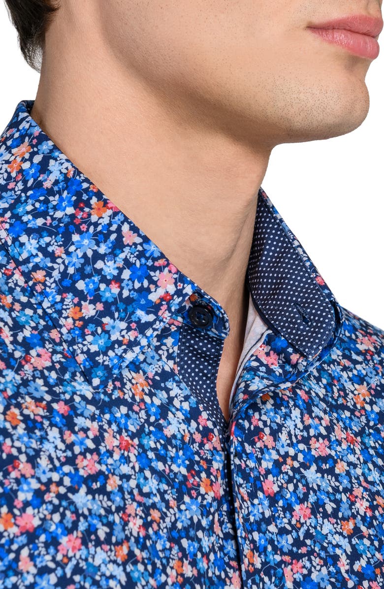 CONSTRUCT Floral Print Stretch Dress Shirt, Alternate, color, Navy/ Red