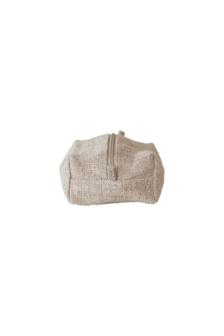 Woven Hemp Fiber Zip Pouch with Handle and Cotton Lining, Natural, Alternate, color, Natural