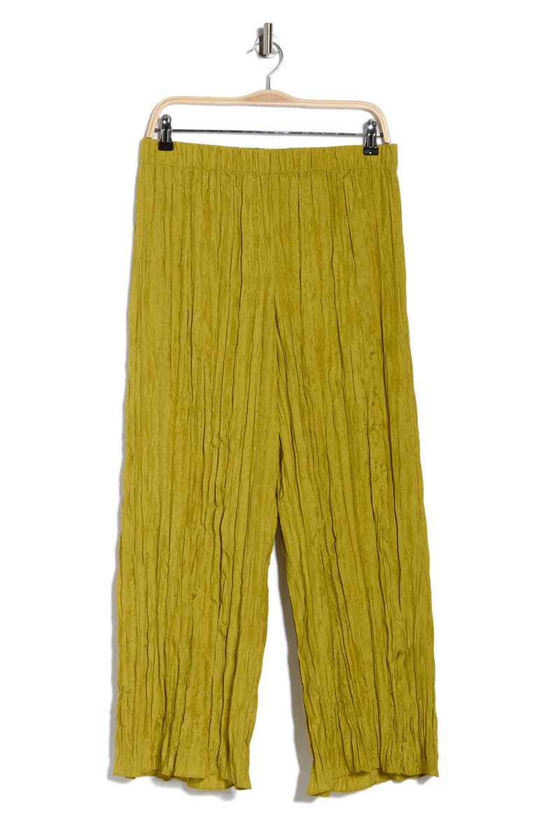 Crinkled Silk Wide Leg Pants, Alternate, color, GOLDEN PEAR
