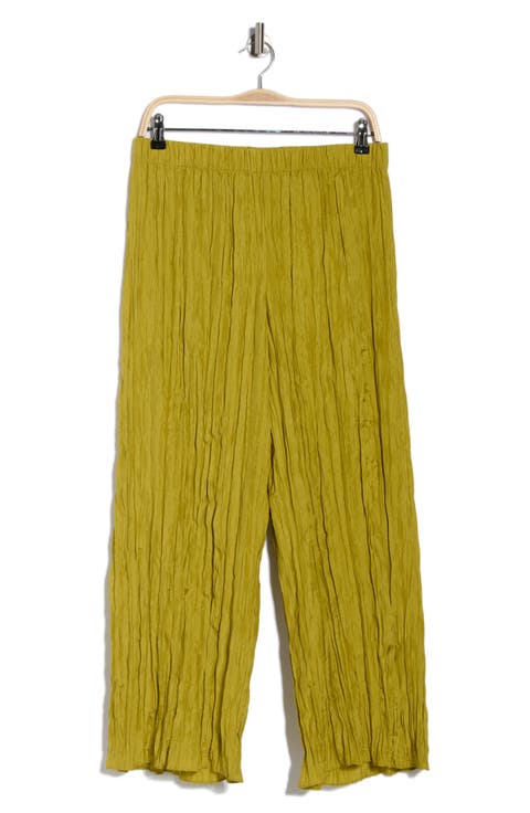 Crinkled Silk Wide Leg Pants