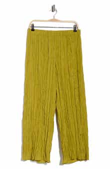 Eileen Fisher Crinkled Silk Wide Leg Pants