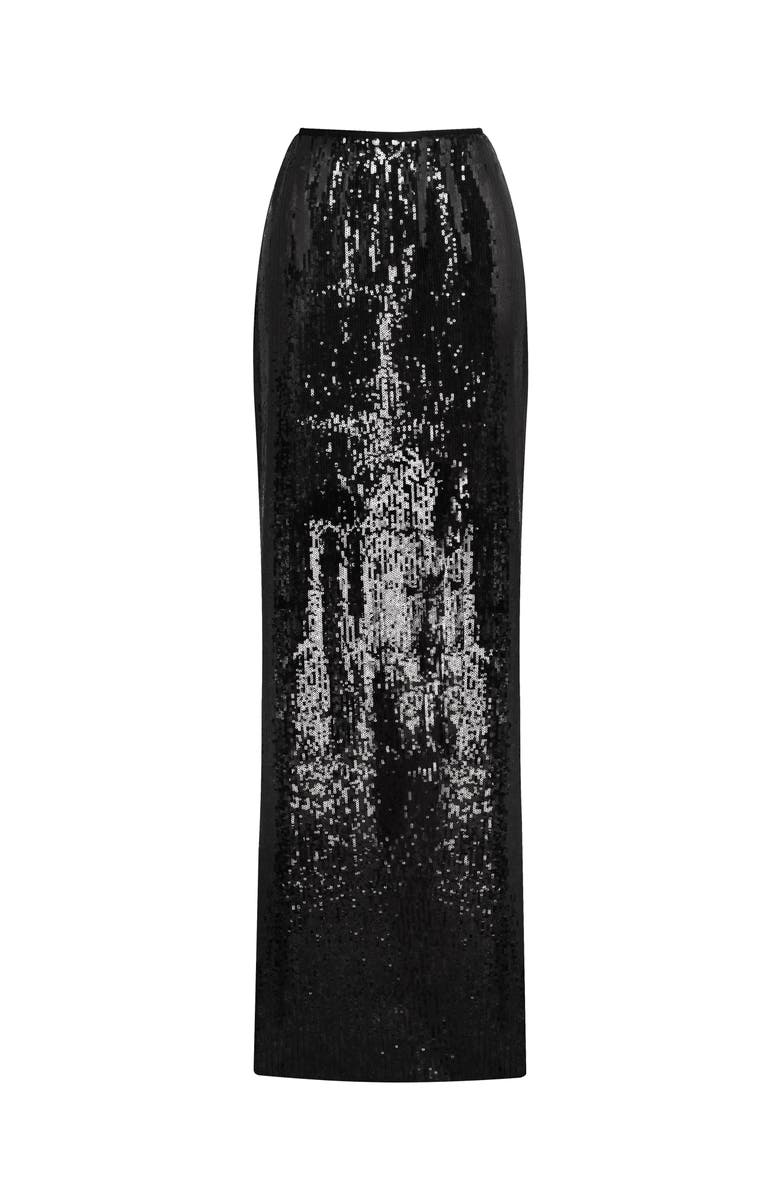 Milla Fitted High-Waist Sequin Pencil Maxi Skirt for Cocktail Events, Alternate, color, Black