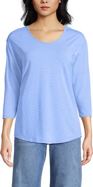Lands' End 3/4 Sleeve Lightweight Jersey U-Neck Tunic