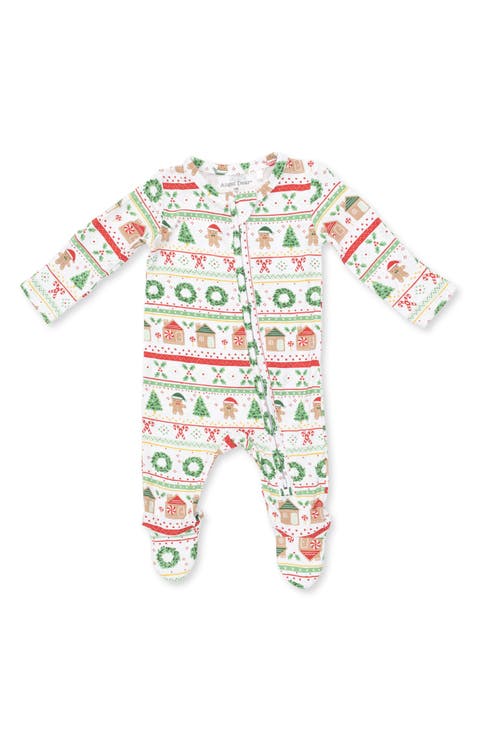 Gingerbread Fair Isle Footed One Piece Pajamas