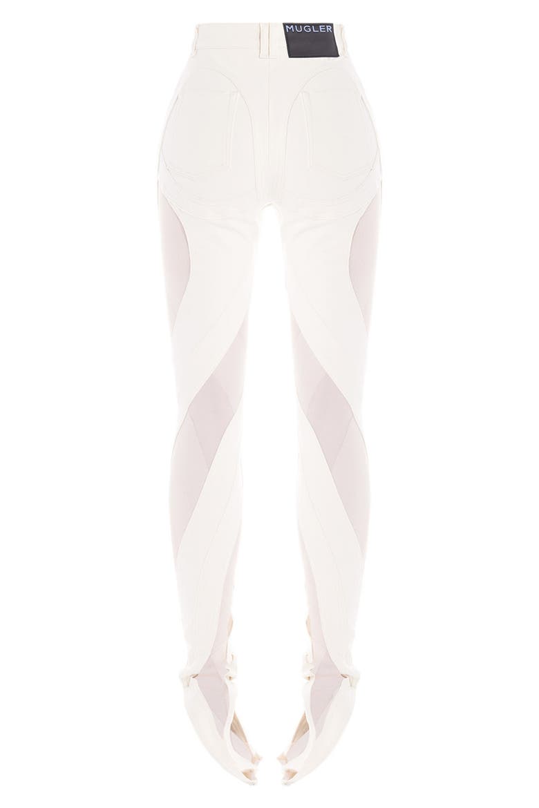 Sheer Tulle Inset High Waist Skinny Jeans, Alternate, color, IVORY / NUDE 01