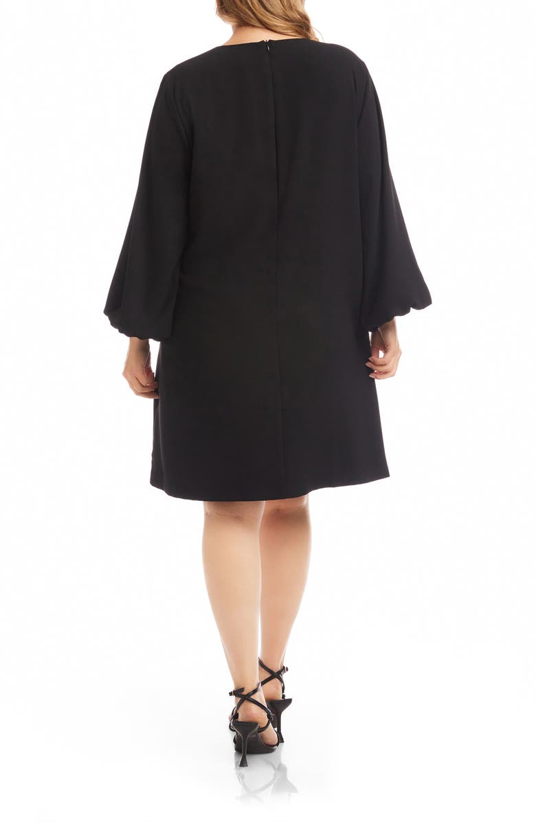 Karen Kane Embellished Bow Long Sleeve Shift Dress, Alternate, color, Black