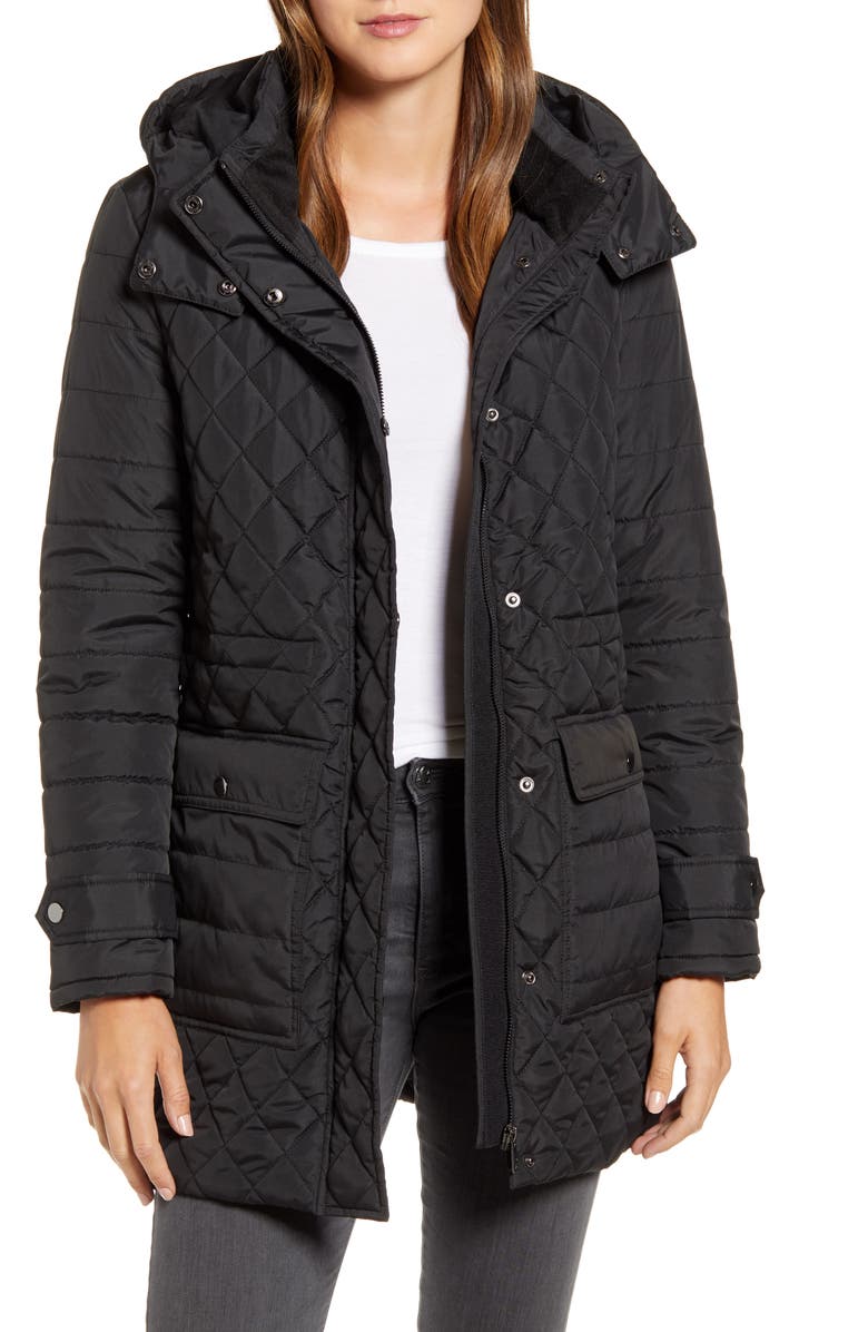 Rachel Parcell Quilted Hooded Parka, Alternate, color,