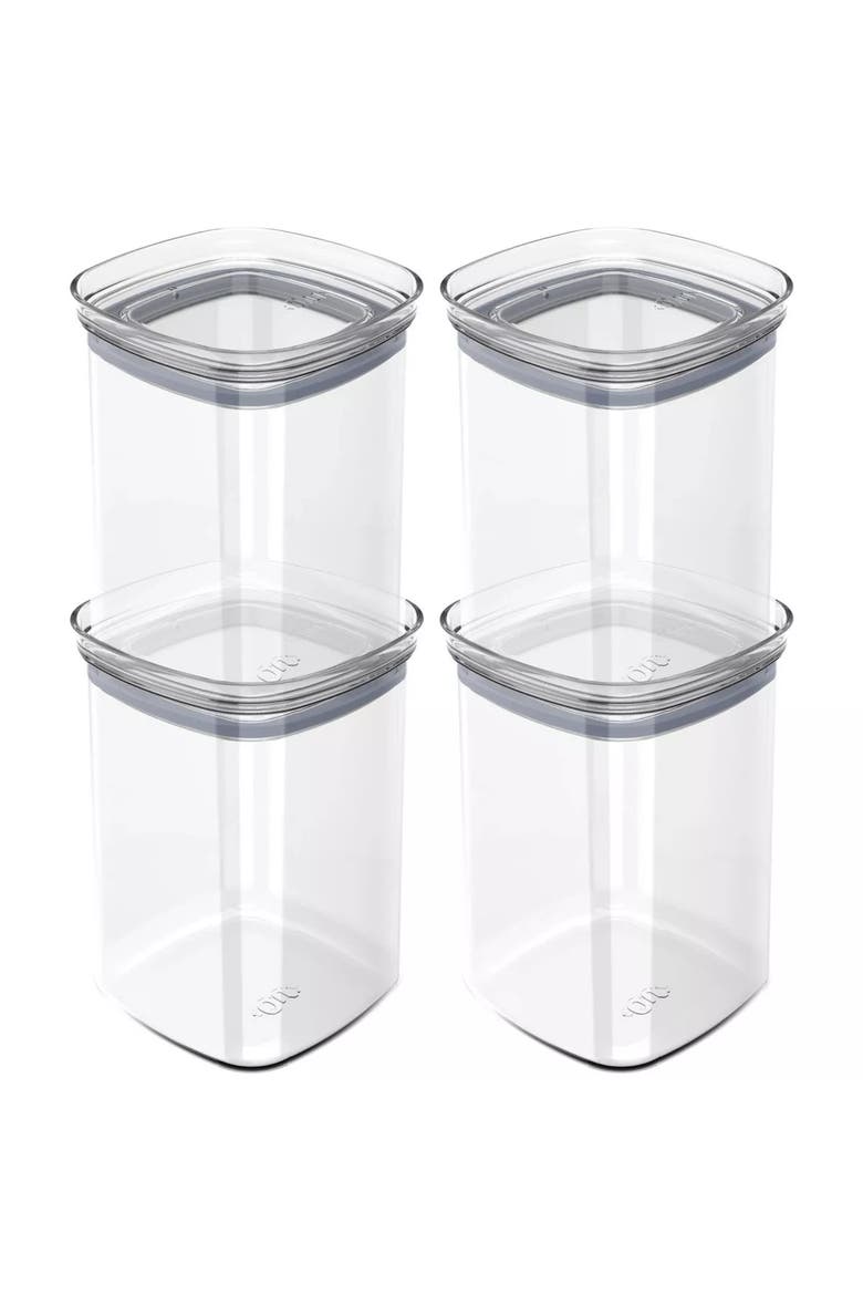 Airtight Clear Stackable Food Storage Container Set with Leak Proof Lid, Main, color, Clear