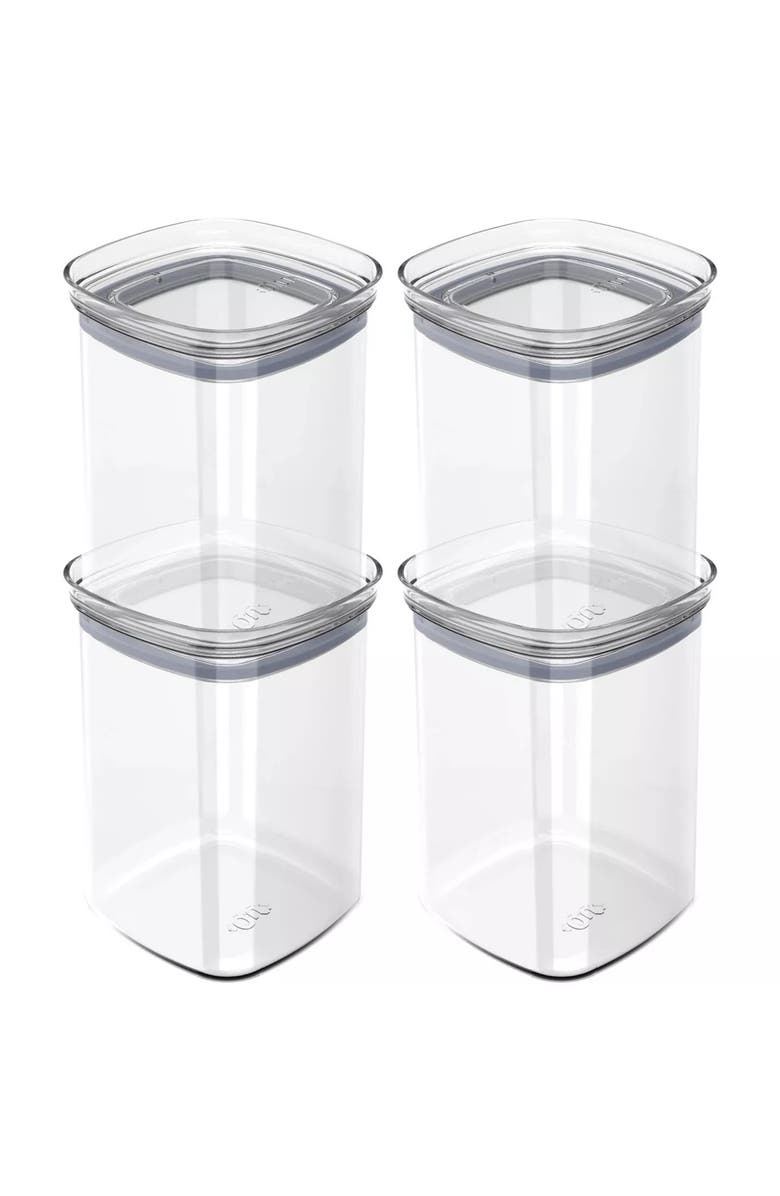 OU Airtight Clear Stackable Food Storage Container Set with Leak Proof Lid, Main, color, Clear