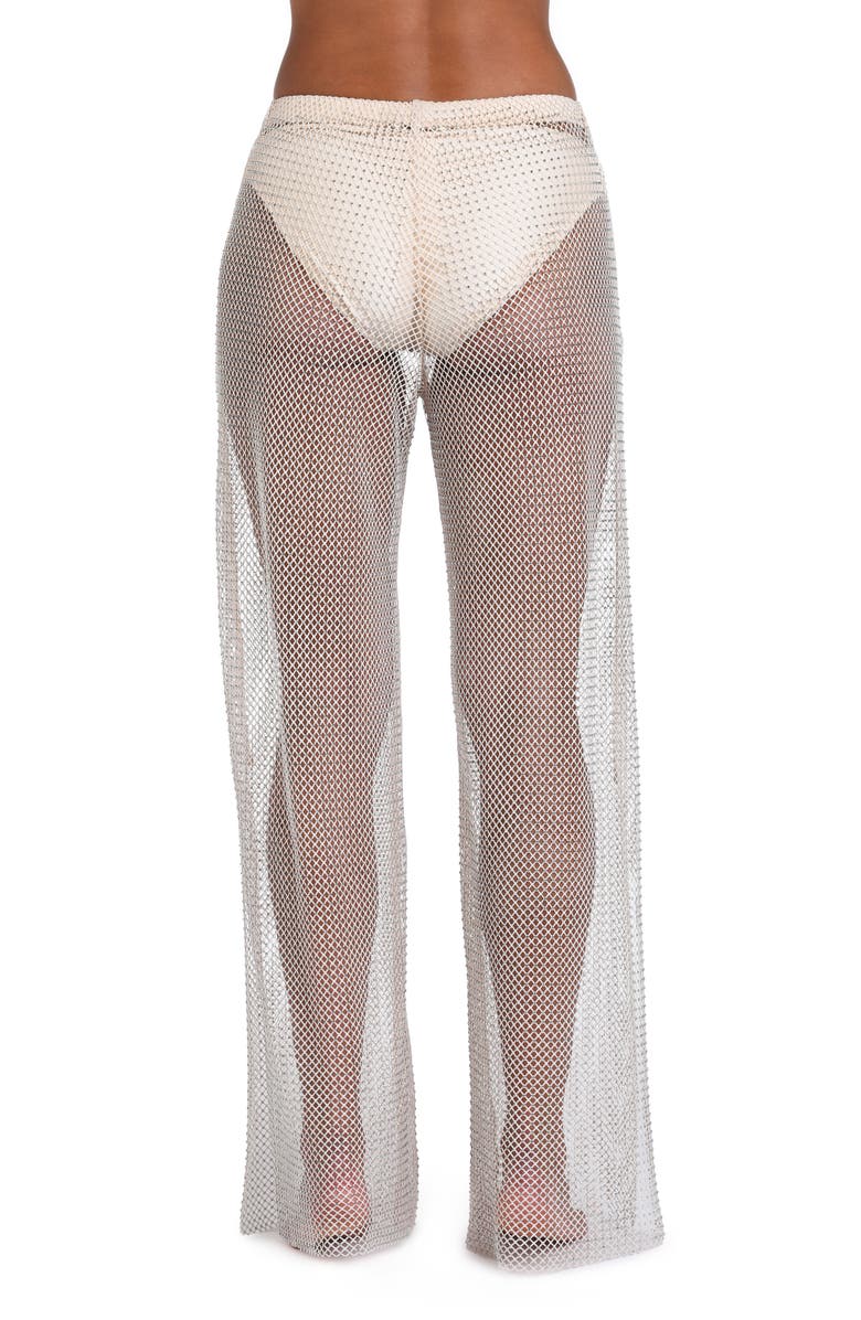 L'AGENCE Noemi Wide Leg Mesh Cover-Up Pants, Alternate, color, Champagne