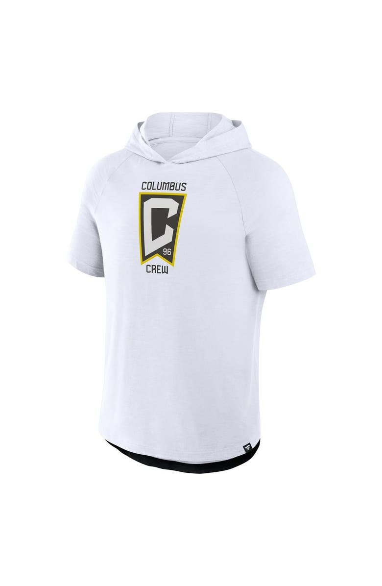 FANATICS Men's Fanatics White Columbus Crew Hat Trick Stadium Slub Raglan Short Sleeve Pullover Hoodie, Alternate, color, White
