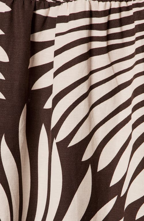 Sanctuary Sundance Palm Print Linen Blend Dress In Brown