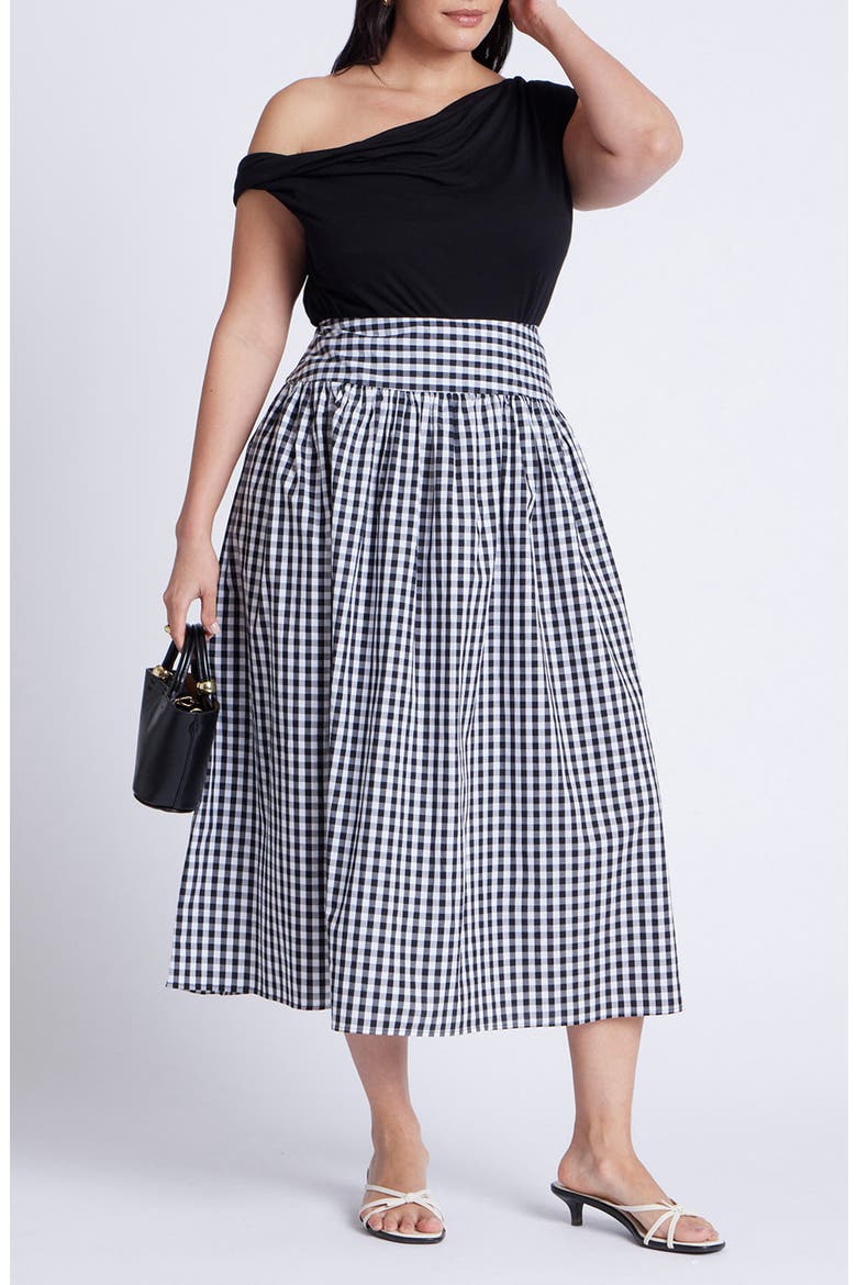 Gingham Maxi Skirt, Alternate, color, BLACK + WHITE GINGHAM