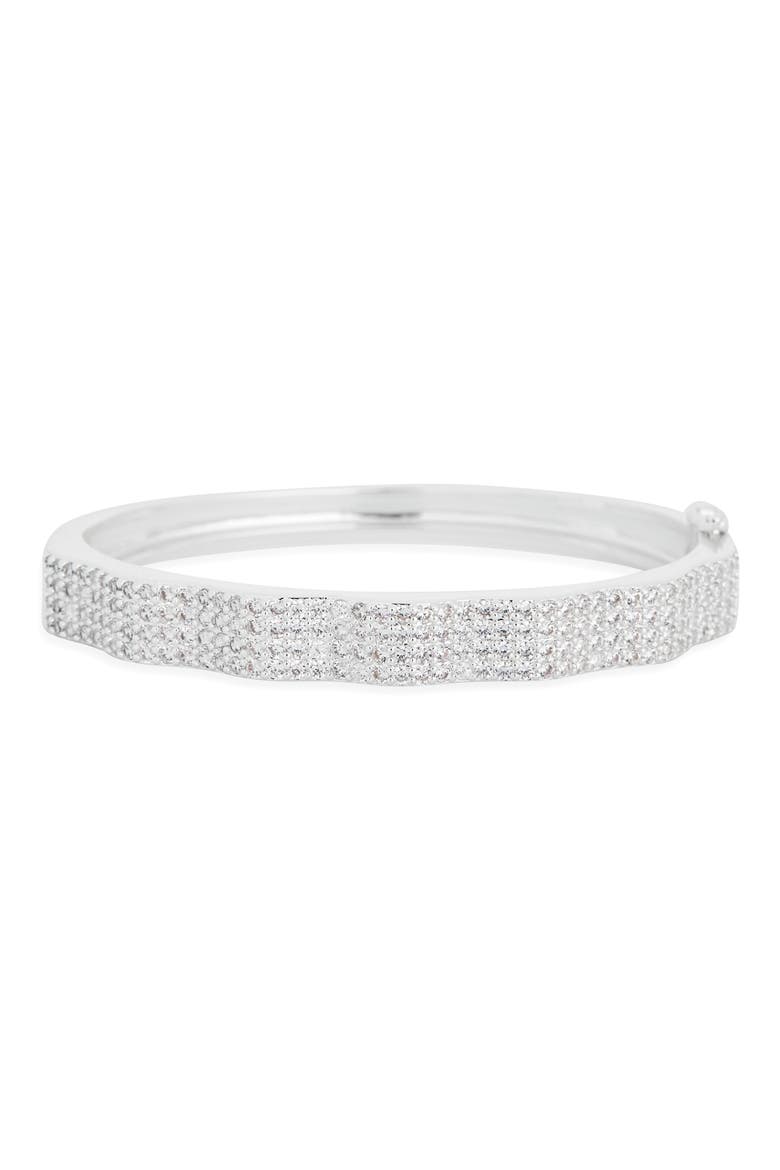 Wavy Cubic Zirconia Hinge Bracelet, Main, color, CLEAR- SILVER