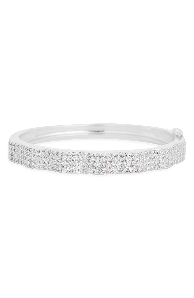 NORDSTROM RACK Wavy Cubic Zirconia Hinge Bracelet, Main, color, Clear- Silver