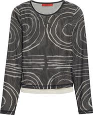 Eckhaus Latta Duet Double Layer Micromesh Long Sleeve Top