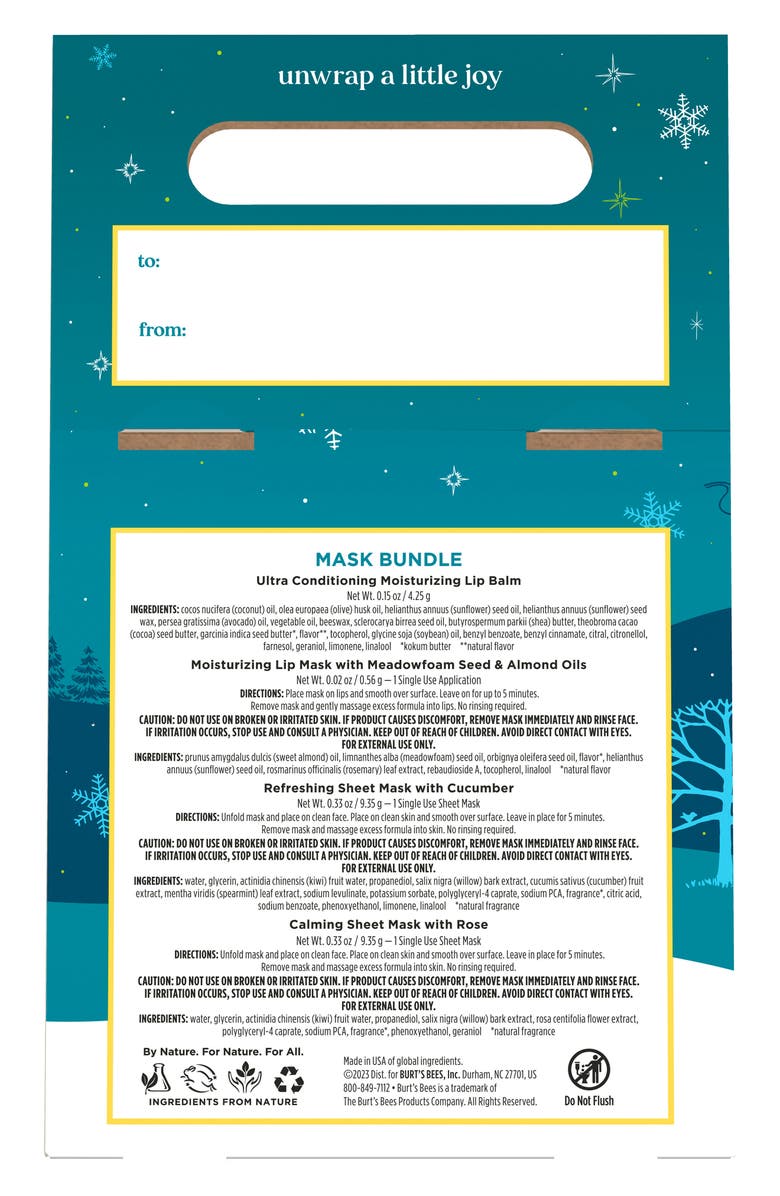 Burt's Bees 6-Pack Masks Gift Set, Alternate, color, 