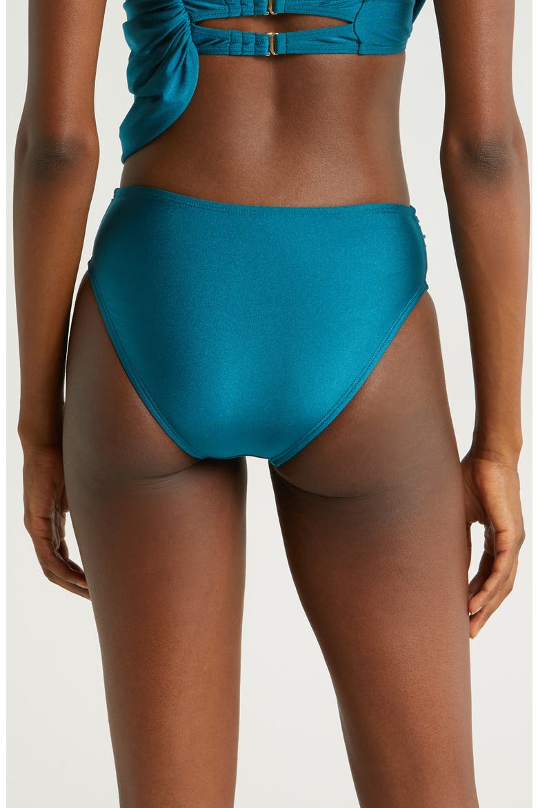 Draped High Waist Bikini Bottoms, Alternate, color, SHINNY MARE