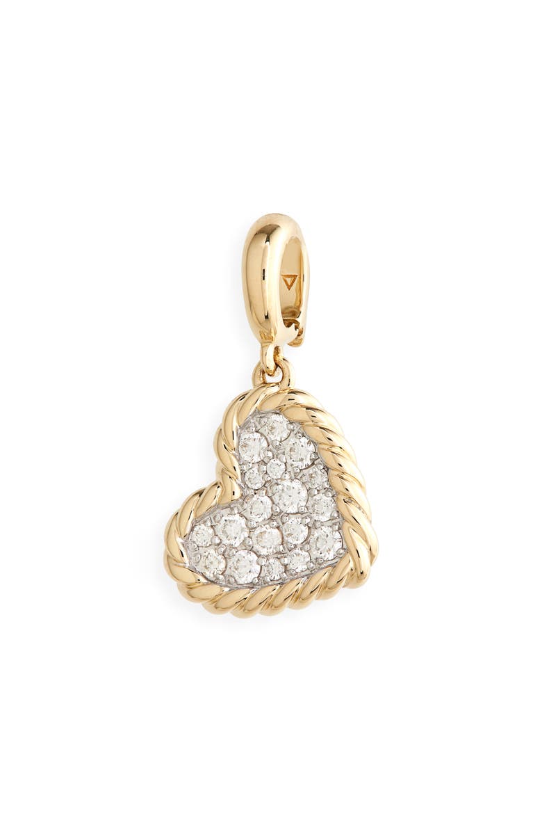 David Yurman Heart Pendant in 18K Gold with Pavé Diamonds, Main, color,