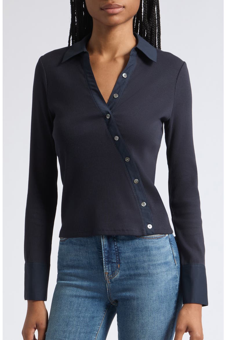 Brenner Rib Button-Up Shirt, Alternate, color, NAVY