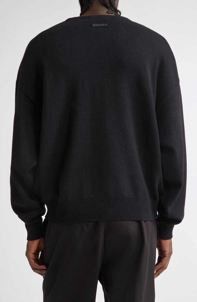 Fear of God Fine Knit Merino Wool Crewneck Sweater, Alternate, color, Black