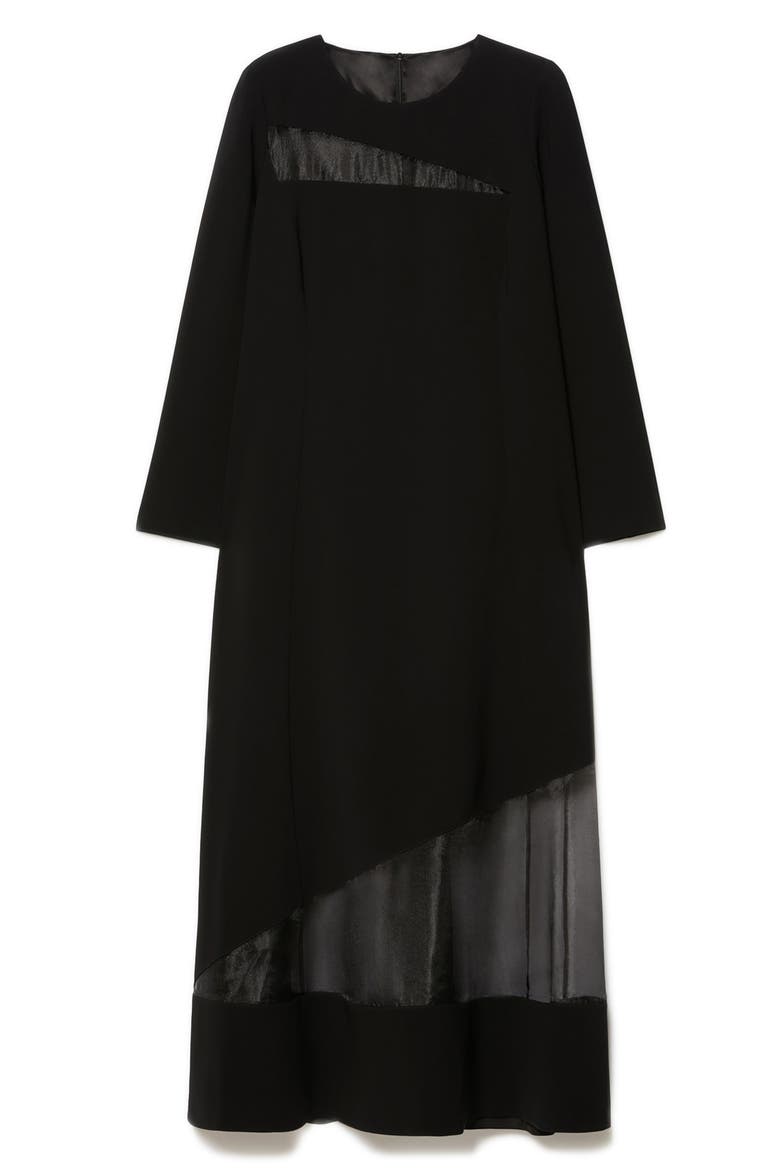 Giunto Mixed Media Long Sleeve Dress, Alternate, color, BLACK
