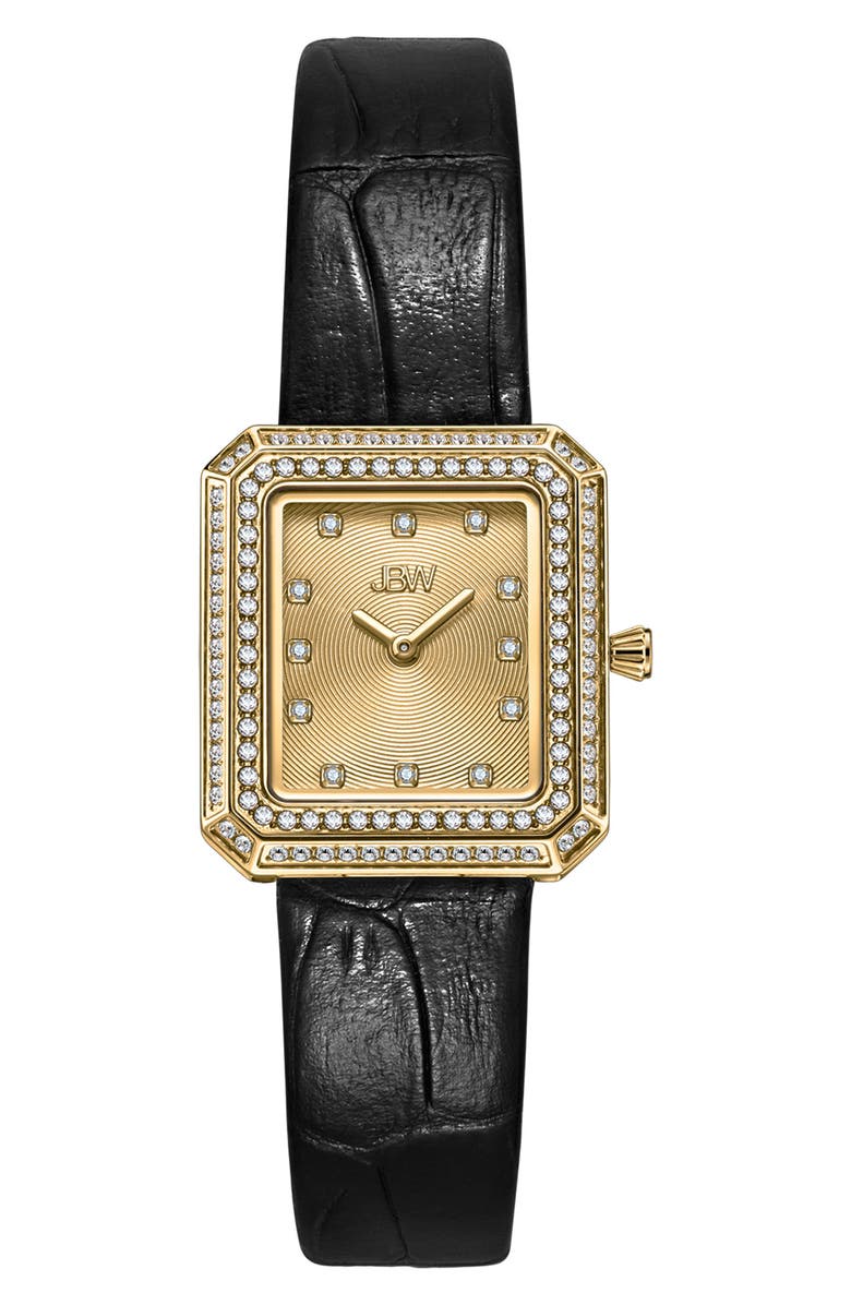 JBW Arc Diamond Leather Strap Watch, 23mm, Main, color,