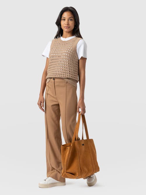 Saint + Sofia Cambridge Tailored Wide Leg Pant In Brown