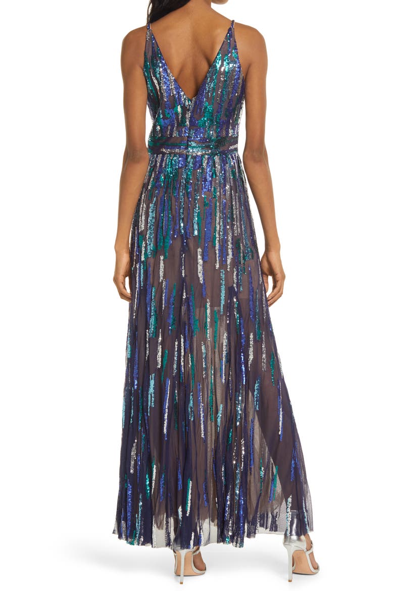 Samira Sequin Embellished Gown, Alternate, color, NAVY MULTI