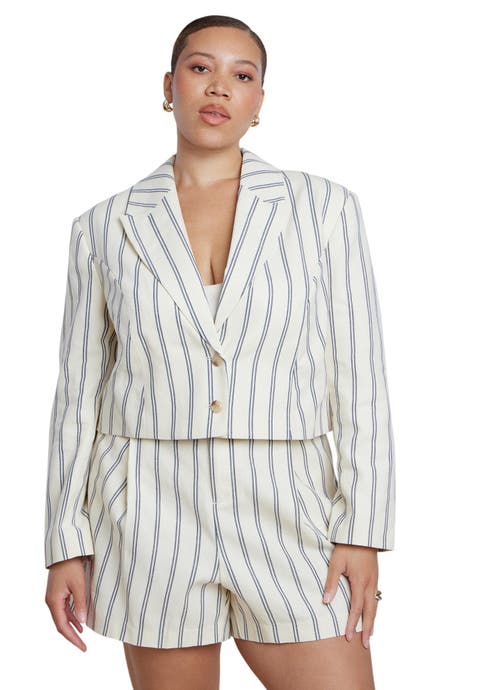 Boxy Cropped Stripe Blazer (plus)